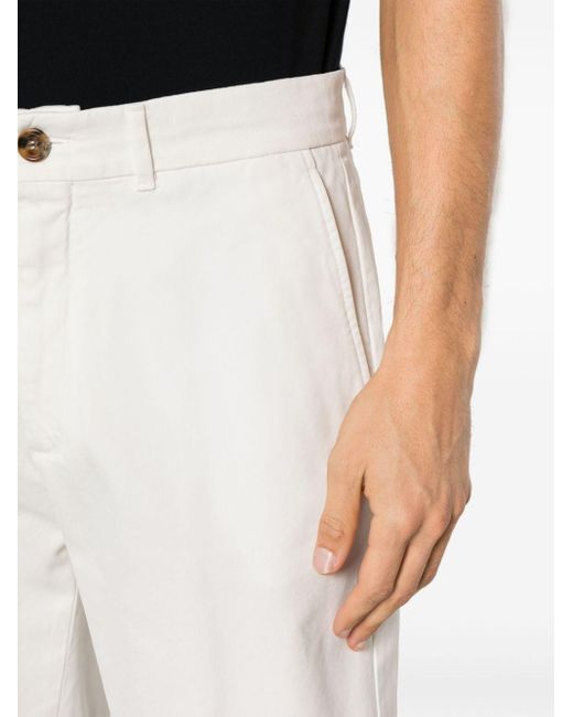 Brunello Cucinelli Knee-length Twill Bermuda Shorts in White for Men | Lyst