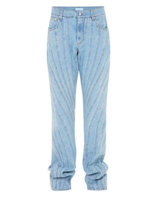 Mugler Blue Wide-leg Spiral Jeans