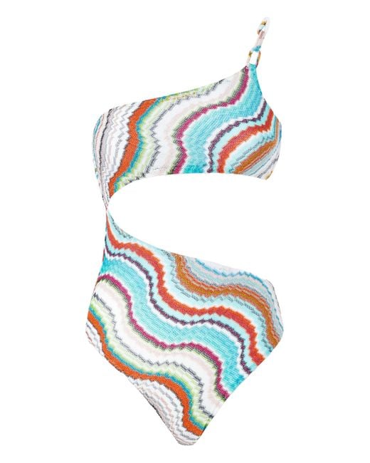 Missoni Blue Zigzag-woven Swimsuit