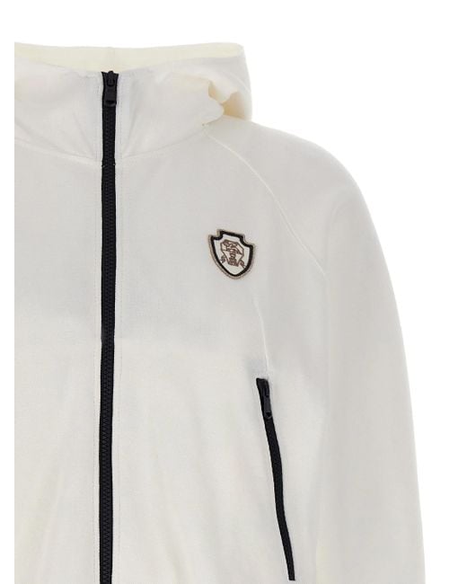 Brunello Cucinelli White Patch-pocket Zip-up Hooded Jacket