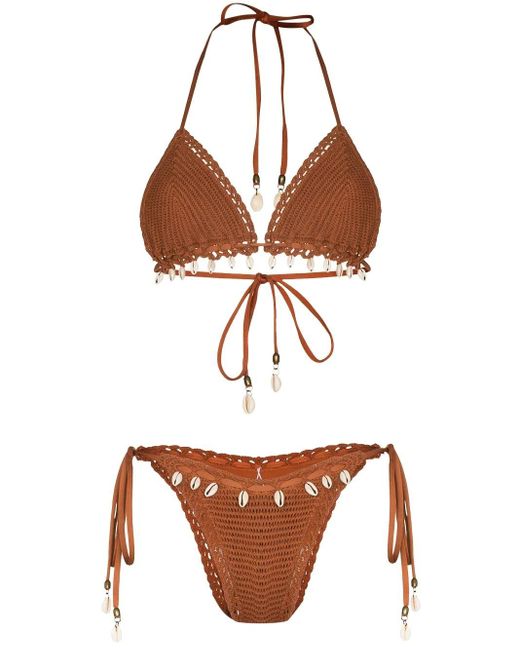 Zimmermann Cotton Andie Crochet Bikini in Brown Lyst UK