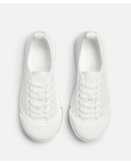 Bottega Veneta White Canvas Lace-up Platform Sneaker. for men