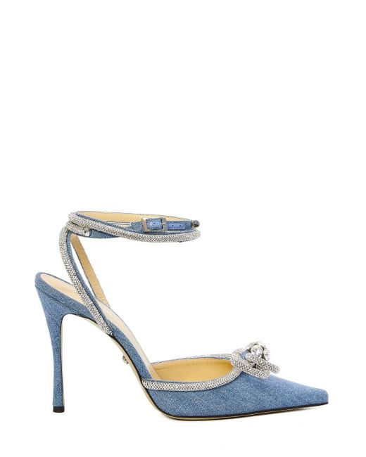 Mach & Mach Double Bow Denim Pumps in Blue | Lyst