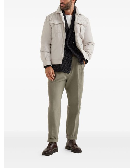 Brunello Cucinelli White Printed Cotton T-Shirt for men