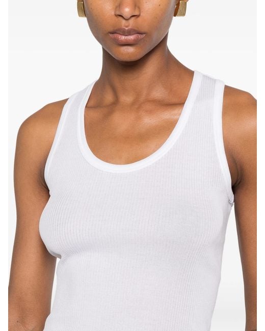 The Row White Cendrea Ribbed Racerback Tank Top