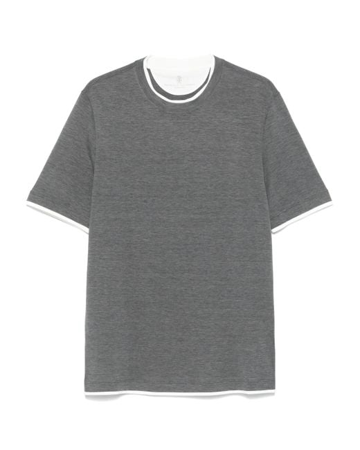Brunello Cucinelli Gray Silk-blend T-shirt for men