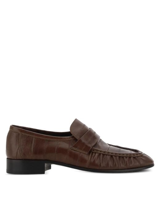 The Row Brown Textured Leather Loafers for men
