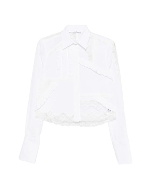 Ermanno Scervino White Lace-detail Ruffled Shirt