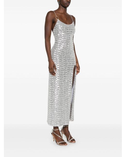 Oseree White Sparkling Sequin Long Dress For