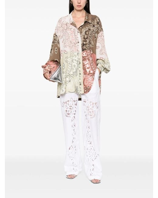 The Attico Natural Paisley-print Patchwork Shirt
