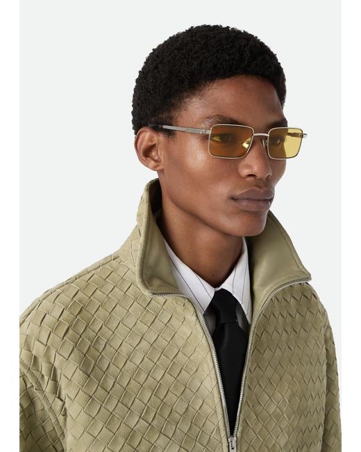 Bottega Veneta Metallic Classic Rectangular Sunglasses