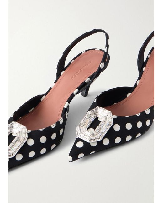AMINA MUADDI White Camelia Sling 60 Black Polka Dot Satin