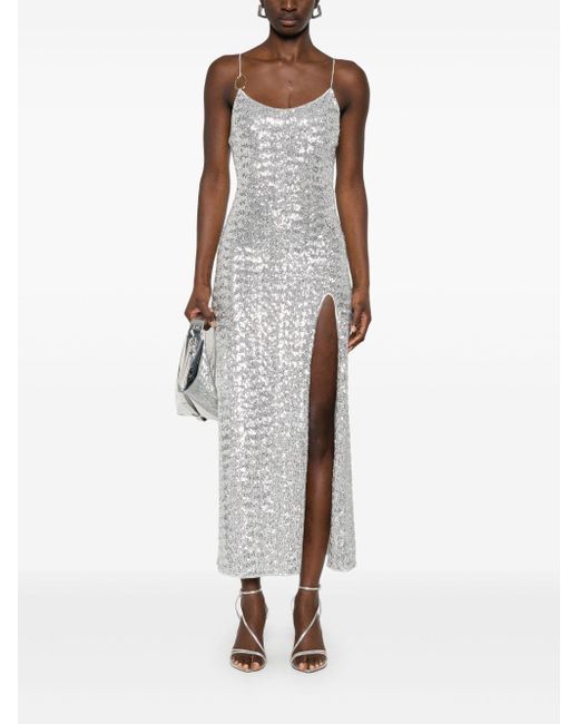 Oseree White Sparkling Sequin Long Dress For