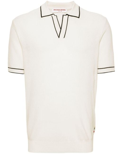 Orlebar Brown White Horton Knitted Polo Shirt for men