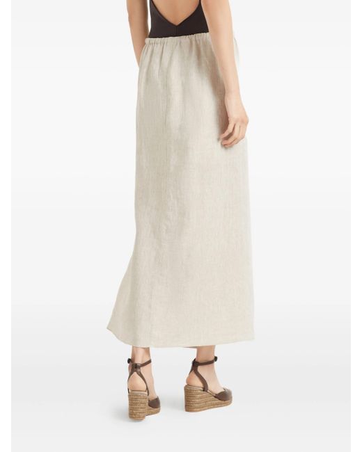Brunello Cucinelli White Linen Maxi Skirt