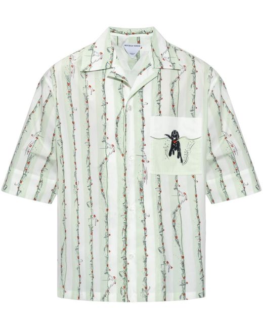 Bottega Veneta Metallic Printed Cotton Shirt for men