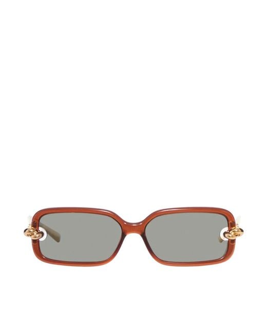 Bottega Veneta Gray Knot Rectangular Sunglasses