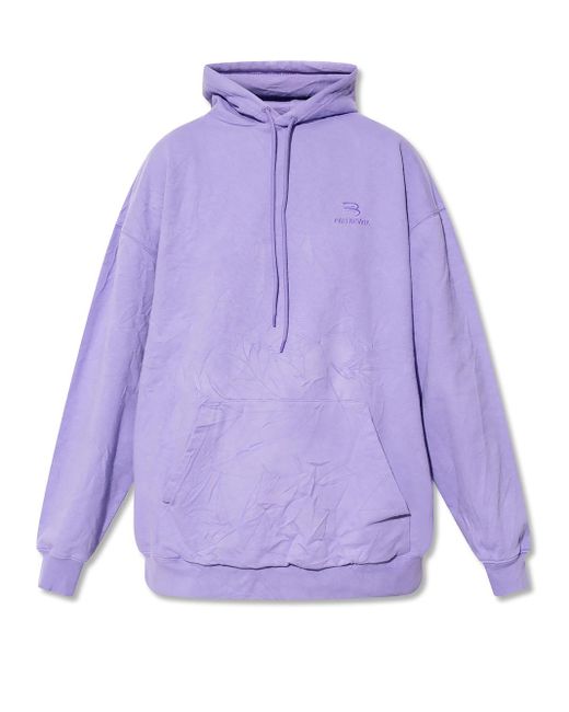 Balenciaga Purple Logo Wrinkled Hoodie | Lyst
