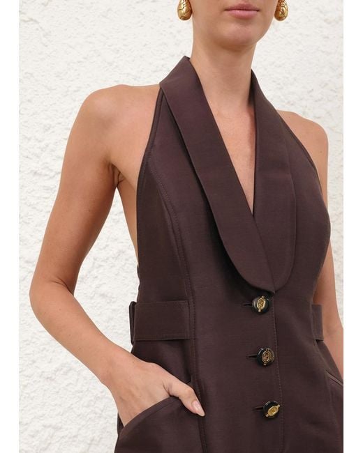 Zimmermann Brown Alchemy Tuxedo Jumpsuit
