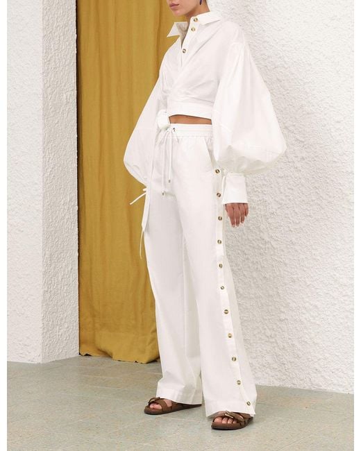 Zimmermann White Rrebellion Poplin Button Pant