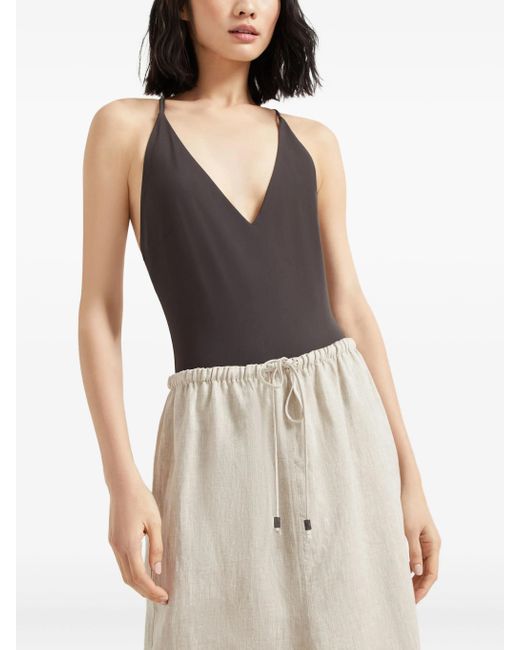 Brunello Cucinelli White Linen Maxi Skirt