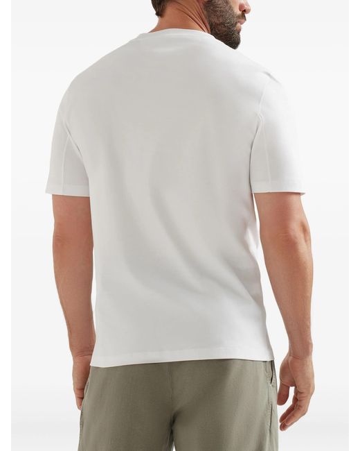 Brunello Cucinelli White Printed Cotton T-Shirt for men