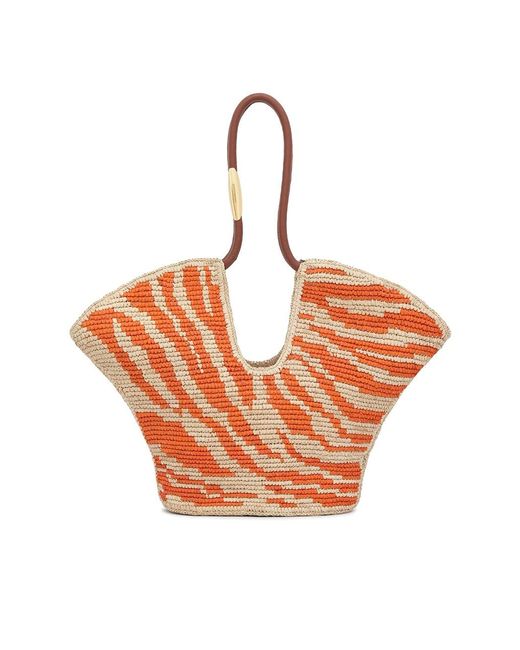 Zimmermann Orange Medium Goldentime Zebra-print Raffia Tote Bag