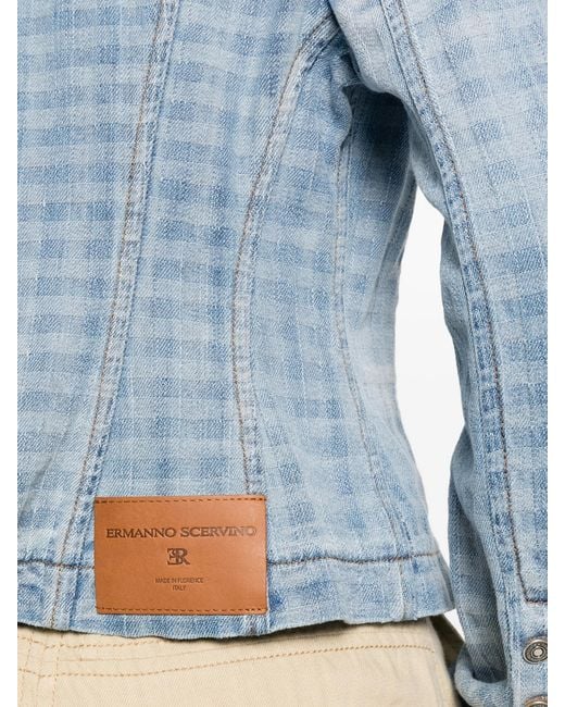 Ermanno Scervino Blue Check Pocket Jacket