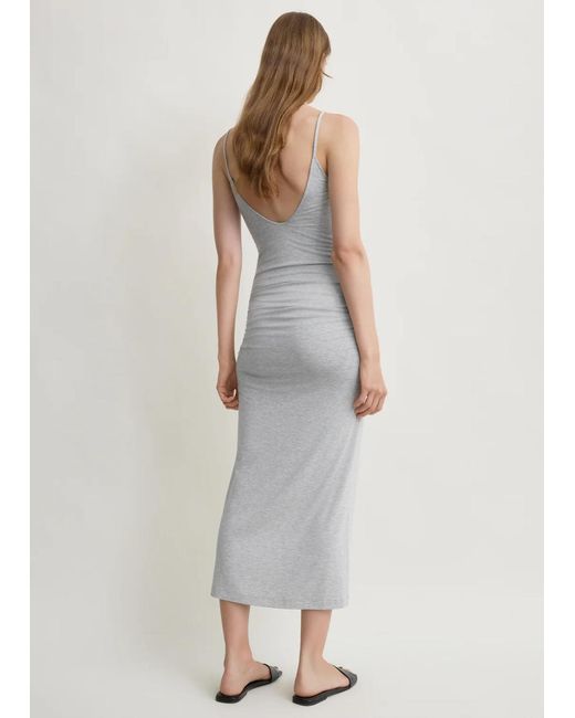 Totême Gray Draped Slip Dress Pale Grey Mèlange