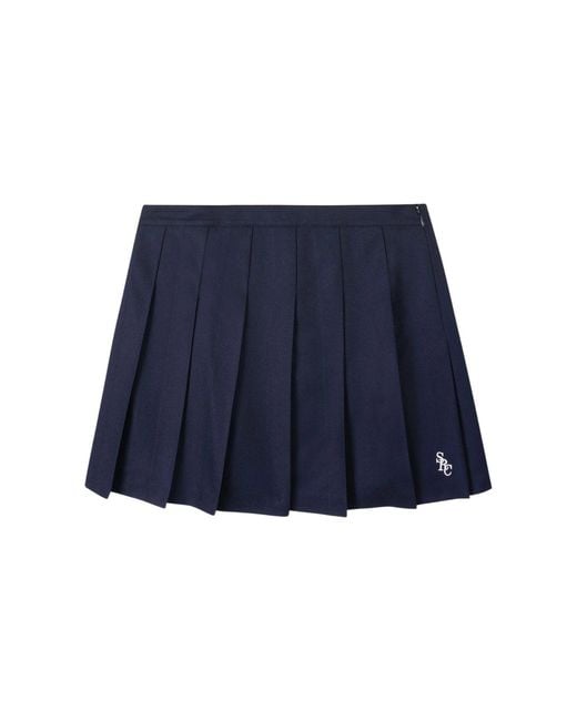 SPORTY&RICH Blue Src Wool School Skirt - Navy/ecru