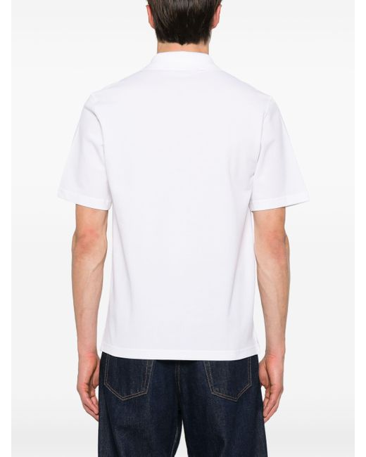 Lanvin White Logo-embroidered Piquè Polo Shirt for men
