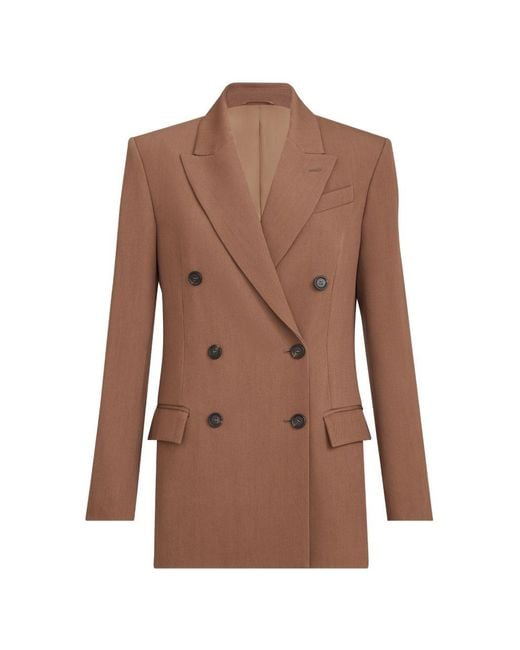 Brunello Cucinelli Brown Virgin-wool And Viscose Tricotine Blazer With Monili