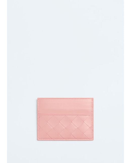 Bottega Veneta Pink Intrecciato Leather Card Holder