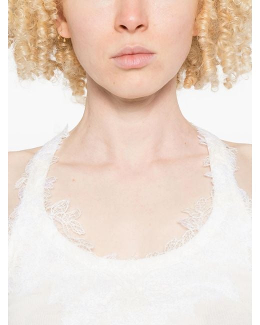 Ermanno Scervino White Lace-detail Top