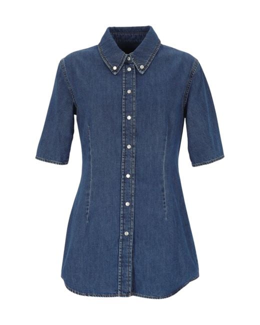 Mugler Blue Buttoned Shirt