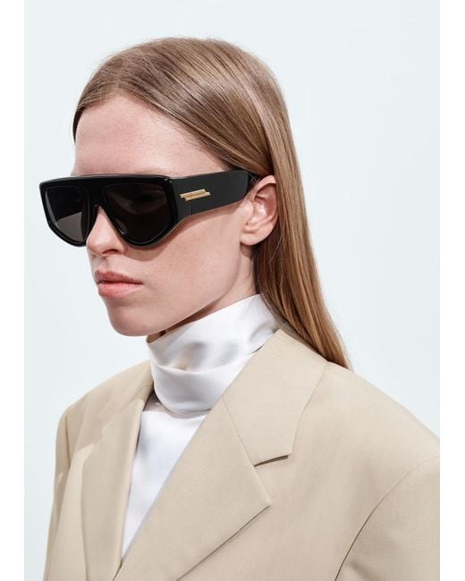 Bottega Veneta Black Classic Shield Sunglasses