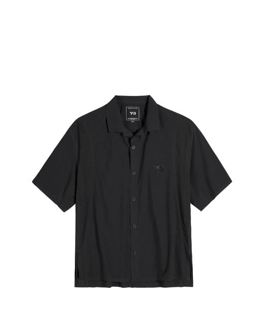 Y-3 Black Perforated-detail Short-sleeve Shirt for men