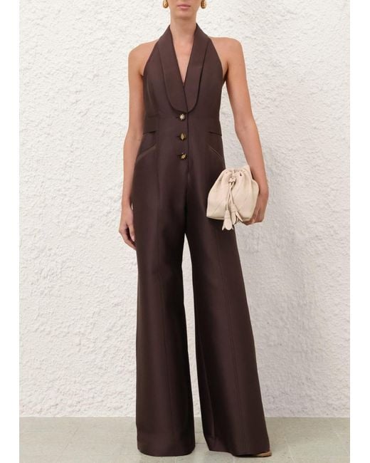 Zimmermann Brown Alchemy Tuxedo Jumpsuit