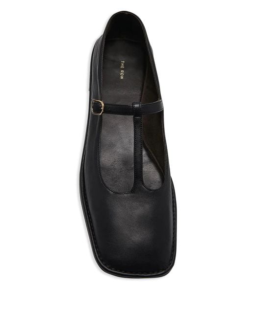 The Row Black T Strap Ballerina Shoes