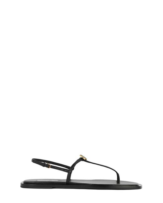 Totême White T-strap Nappa Sandals Black