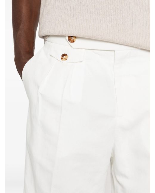 Brunello Cucinelli White Button-fastening Shorts for men