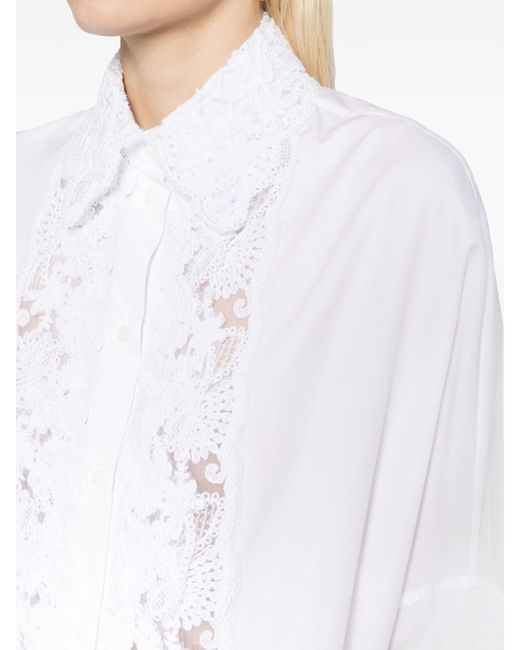 Ermanno Scervino White Floral-lace Cotton Shirt