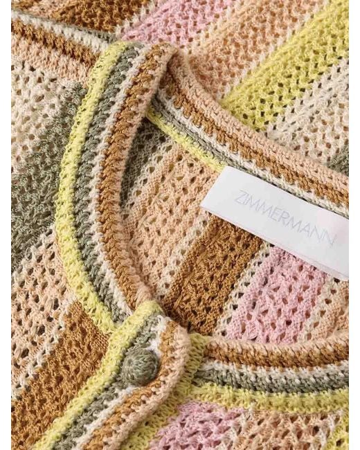 Zimmermann White Indra Stripe Crochet Cardigan