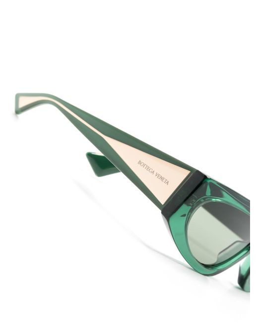 Bottega Veneta Green Translucent Oval-frame Sunglasses