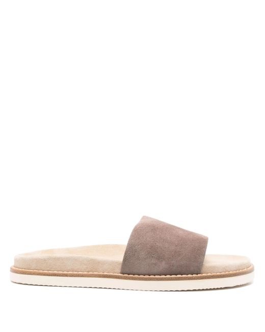Brunello Cucinelli Brown Suede Slides for men