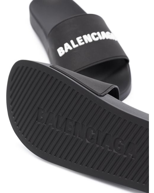 Balenciaga White Logo-embossed Pool Slides for men