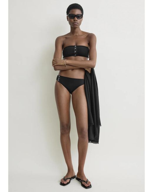 Totême Black Ribbed Strapless Bikini Top