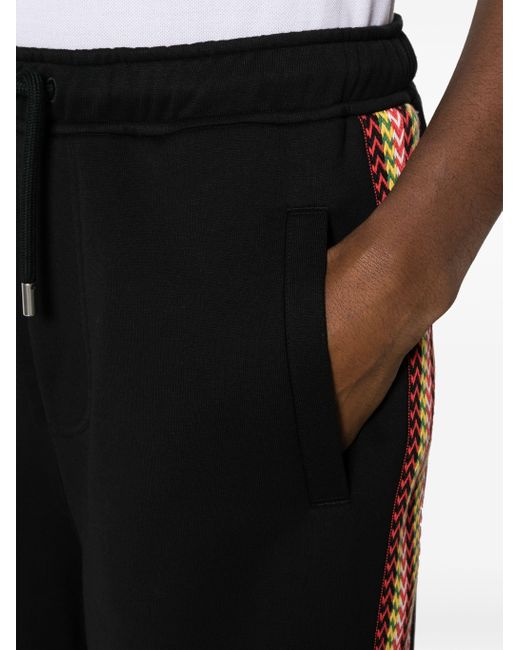 Lanvin Black Zigzag-embroidered Cotton Shorts for men