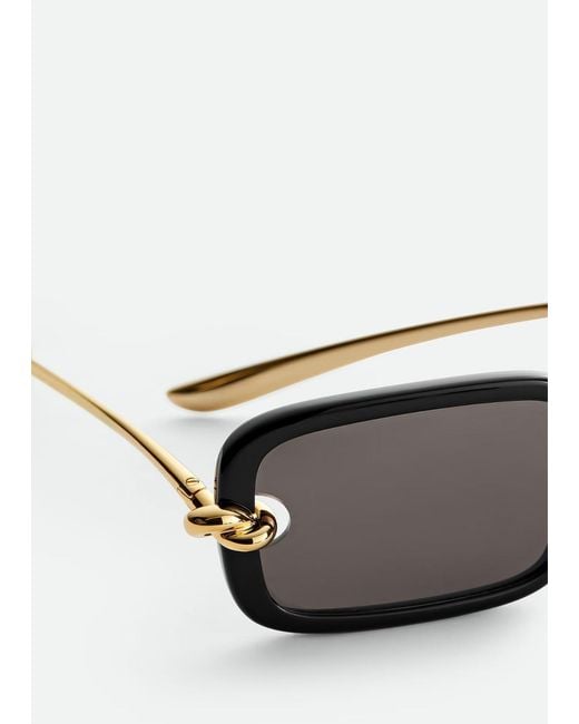 Bottega Veneta Gray Knot Rectangular Sunglasses