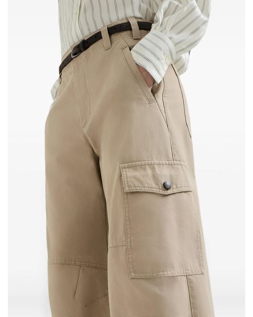 Brunello Cucinelli Natural Monili Barrel-leg Cargo Pants